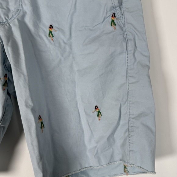 Gap Men's Chino Shorts Size 29‎ Hula Girl Embroidered Light Blue Vacation Shorts - Picture 2 of 5